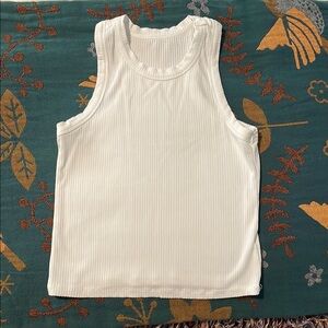 Girl’s White Ribbed Sleeveless Top
